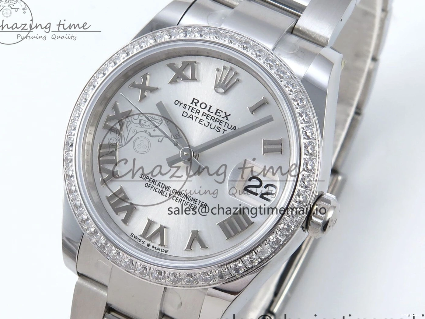 0511 Contemporary DateJust 31 278384RBR ARF 1:1 Best Edition 904L Steel Silver Roman Dial Diamonds Bezel on SS Oyster Bracelet ETA 423